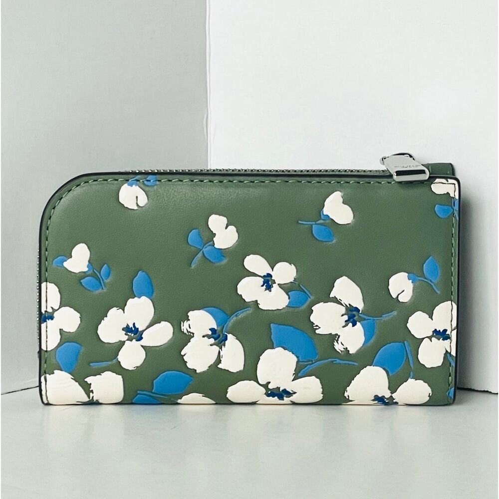 Kate Spade Devin Painterly Bouquet Bifold Wallet Cedar Green Floral - Picture 2 of 8